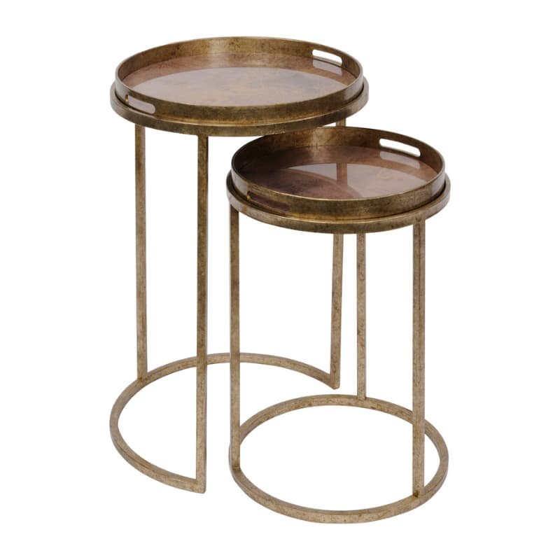 Libra Vienna Antique Gold Atlas Set Of 2 Side Tables | The Elms