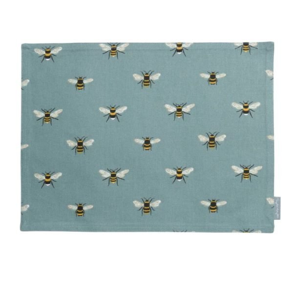 Bees Teal Fabric Placemat | Placemats | Kitchenware | The Elms