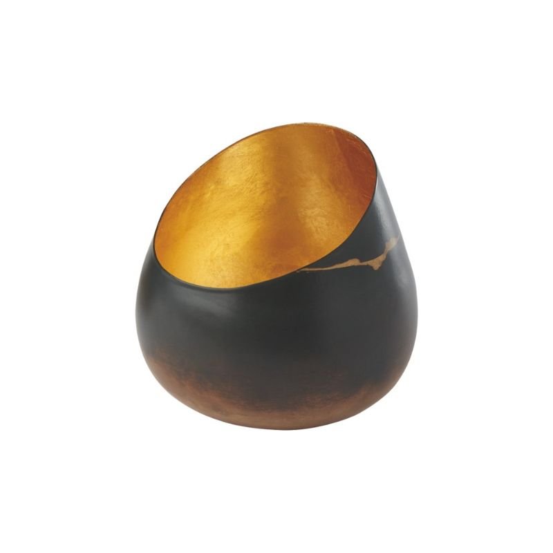 Tealight Holder - Burnt Brass/Gold Leaf - 11cm | Lighting Accessories | Candle Holders | The Elms