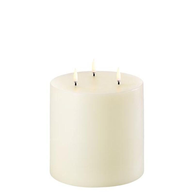 LED Triple Flame Pillar Candle - Ivory - 15cm x 15cm | Fragrances | Candles & Diffusers | The Elms