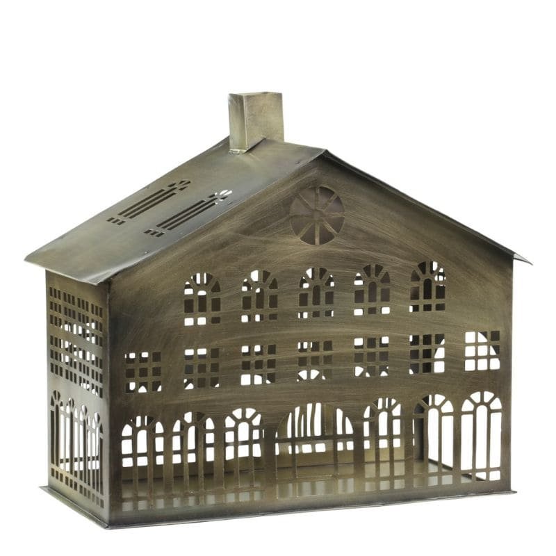 Antique Brass Candle House - 14.5cm x 16.5cm | Lighting Accessories | Hurricanes & Candle Holders | The Elm