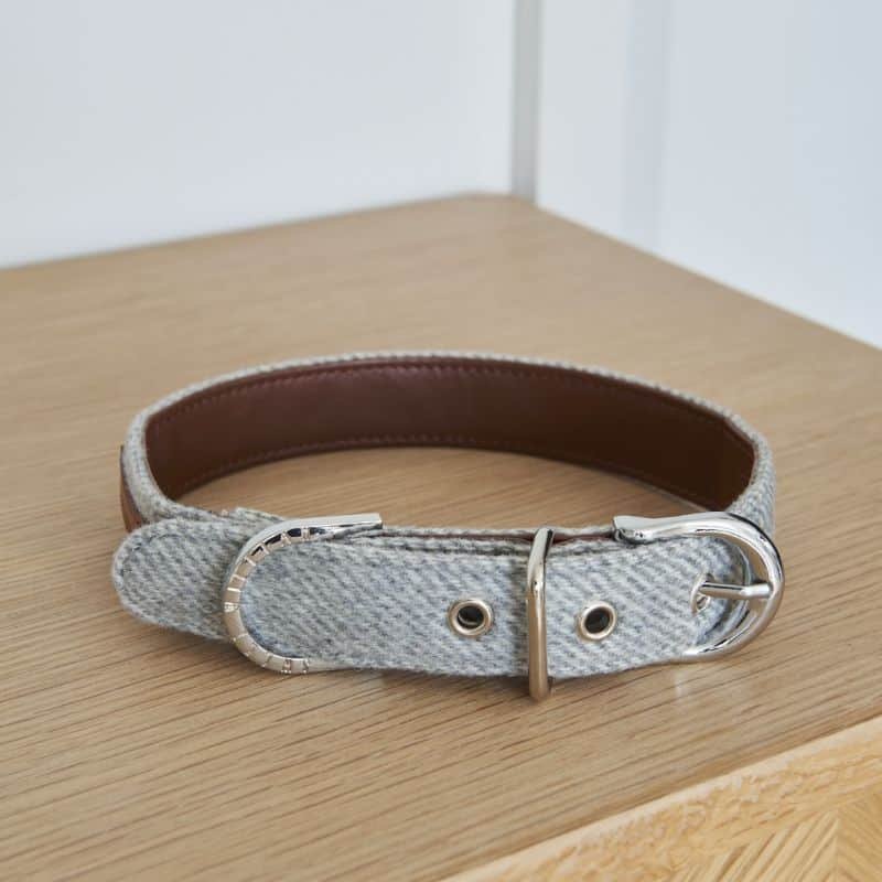 Tweed Dog Collar - Small - Grey | Pets | Pet Accessories | The Elms