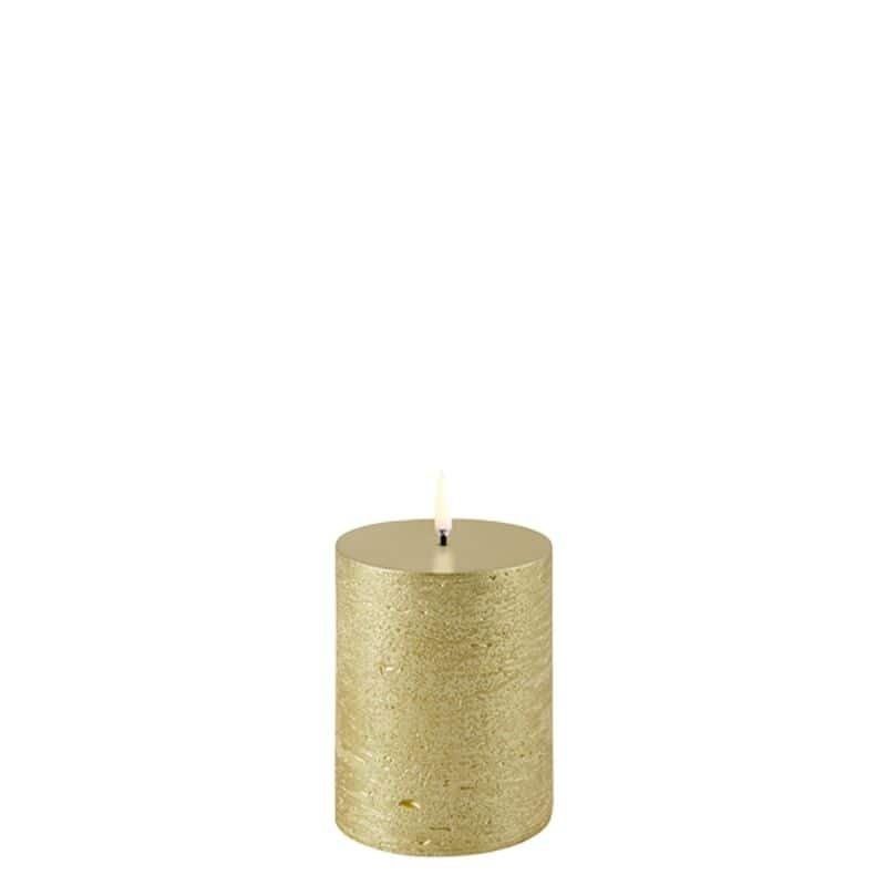 LED Pillar Candle - Metallic Gold - 7.8cm x 10cm | Fragrances | Candles & Diffusers | The Elms