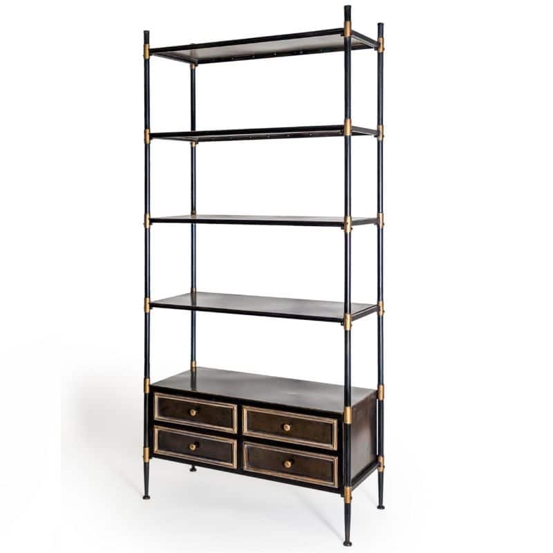 Tall Shelving Unit - Antique Black/Antique Gold - 90cm x 200cm | Display & Storage | Display Cabinets | The Elms