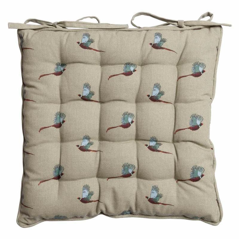 Patterned Chair Pad - Pheasant - 40cm x 40cm | Linen | Chair Pads | The Elms