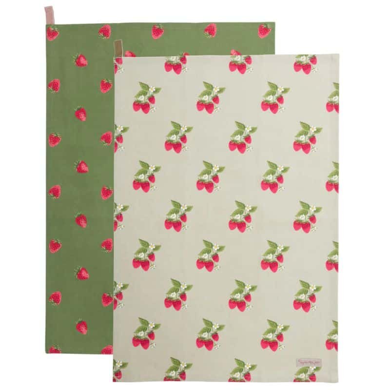 Patterned Tea Towel - Strawberries - Set of 2 | Linen | Tea Towels | The Elms