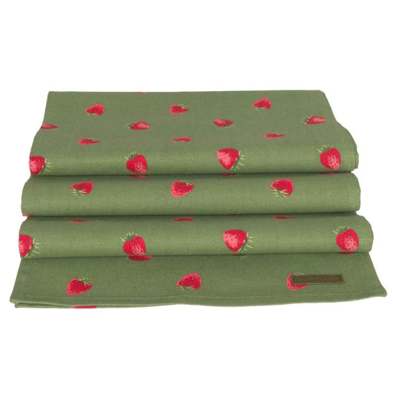 Patterned Table Runner - Strawberries - 280cm x 35cm | Linen | Table Runners | The Elms