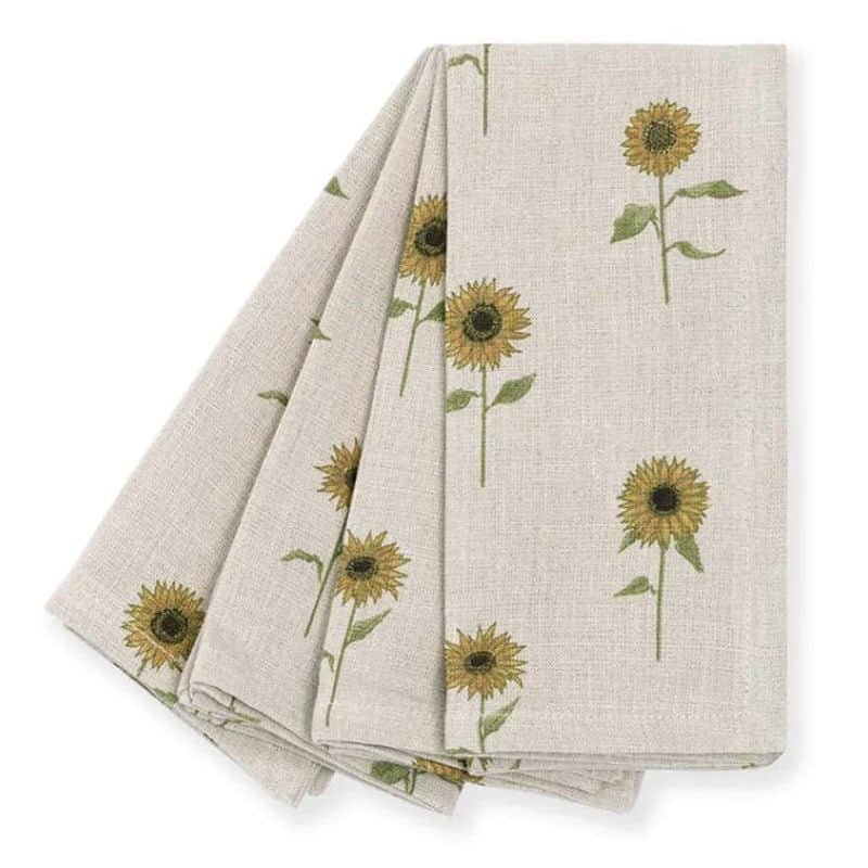 Patterned Napkin - Sunflower - Set of 4 | Linen | Napkins | The Elms