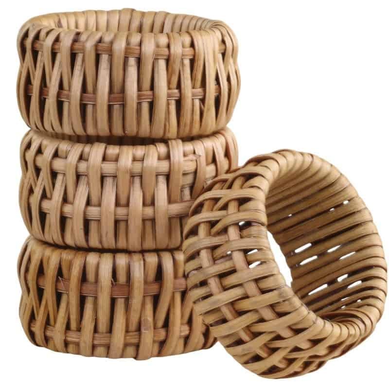 Rattan Napkin Ring – Set of 4 | Linen | Napkins | The Elms