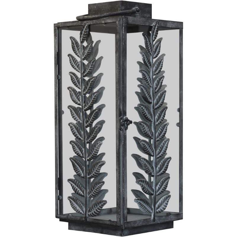 Lantern with Leaf Decor - 51cm | Garden Lighting | Lanterns | The Elms