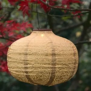 Yellow Solar Pumpkin Lantern - 24cm | Garden Lighting | Lanterns | The Elms