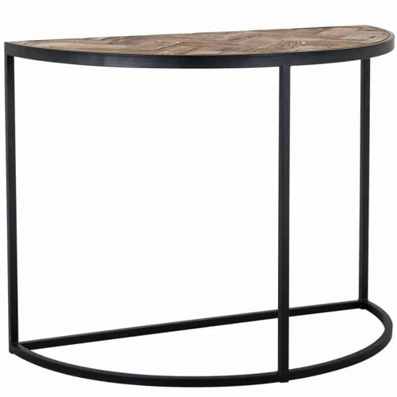 Herringbone Halve Round Console Table - 100cm x 50cm x 76cm | Dining Room | Sideboards & Consoles | The Elms