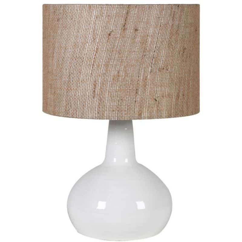 Ivory Bulbous Lamp with Linen Shade - 49cm | Lamps | Table & Desk Lamps | The Elms