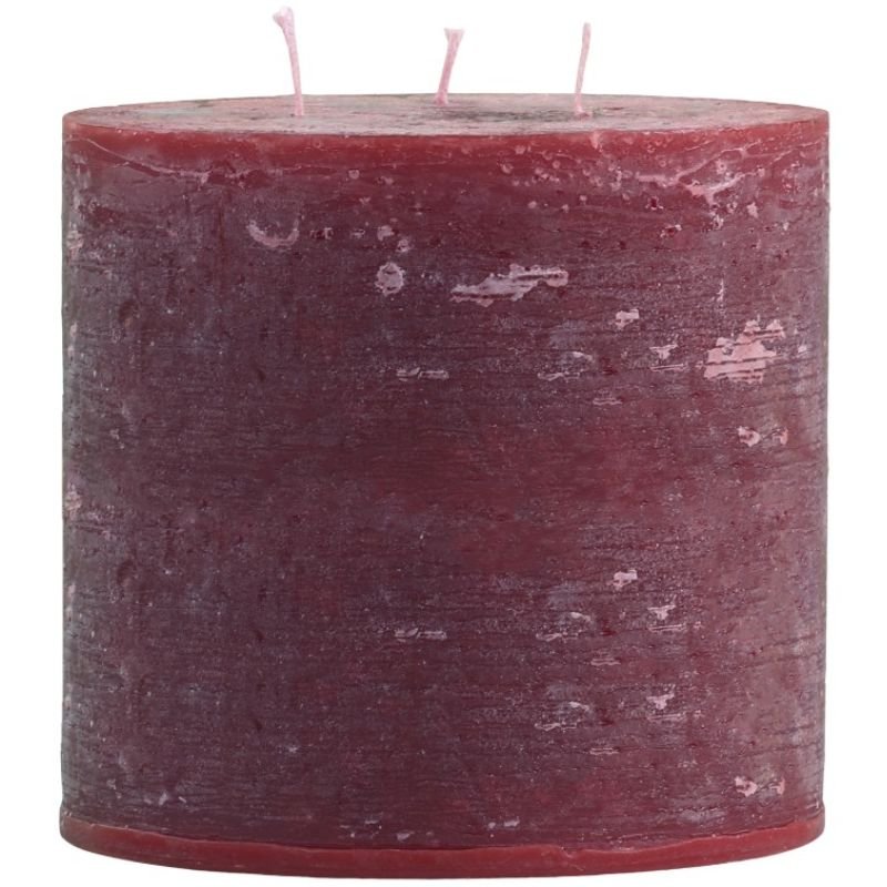 Macon Dark Red Rustic Unscented 3 Wick Candle - 15cm | Candles & Diffusers | Candles | The Elms