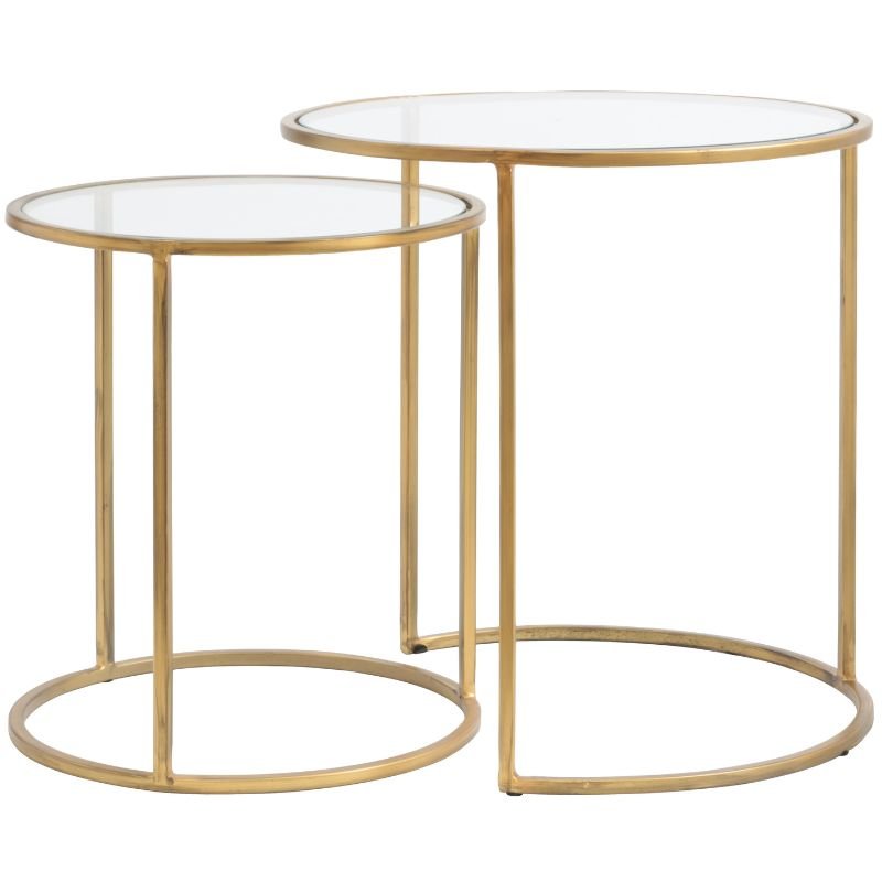 Duarte Gold Glass Side Tables - 50cm x 52cm | Living Room | Coffee Tables & Side Tables | The Elms