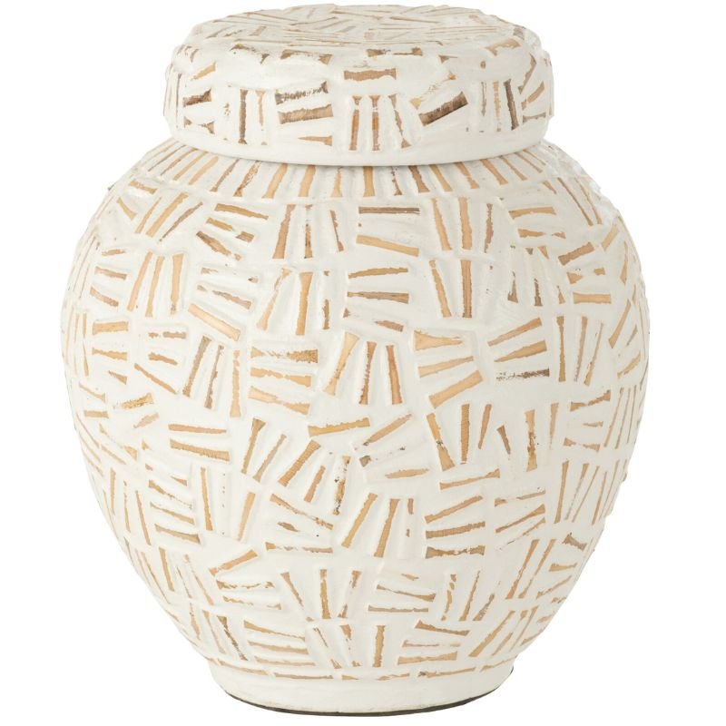 Lauwra Terracotta White Pot With Lid - 25cm | Decorative Accessories | Decorative Objects | The Elms