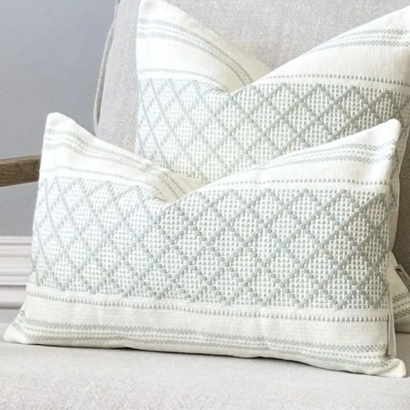 Green Jacquard Cushion - 50cm x 30cm | Soft Furnishings | Cushions | The Elms